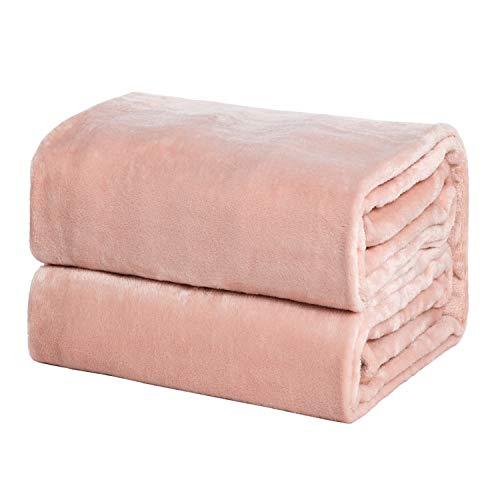 Bedsure Flannel Fleece Blanket King Size (108 x90 inch),Dusty Pink - Lightweight Blanket for Sofa, Couch, Bed, Camping, Travel - Super Soft Cozy Microfiber Blanket