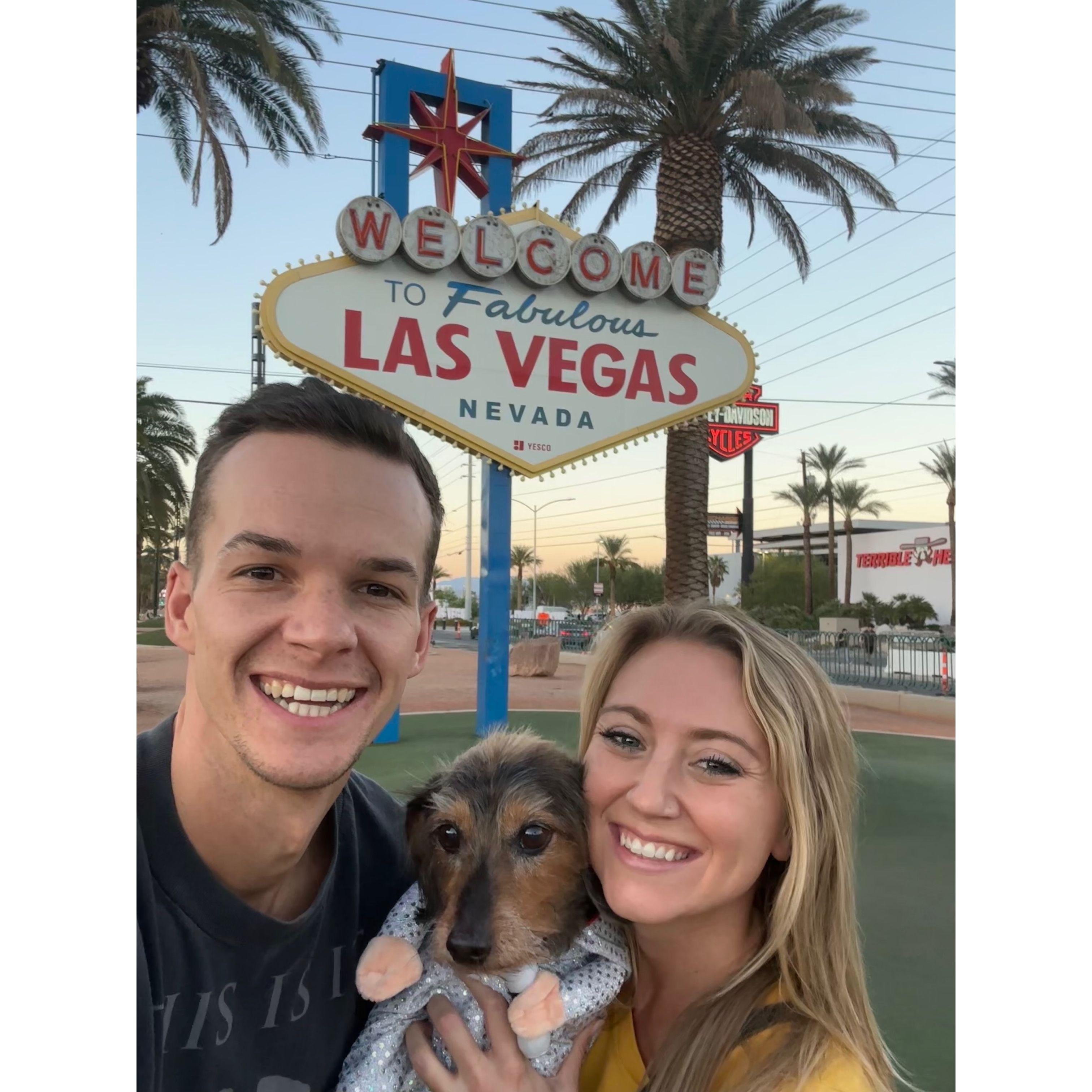 Showing Elvis (Duey) the Las Vegas sign, Oct. 2022