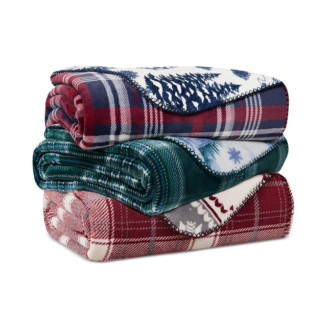 Weatherproof Reversible Plaid Throw, 50" x 70"