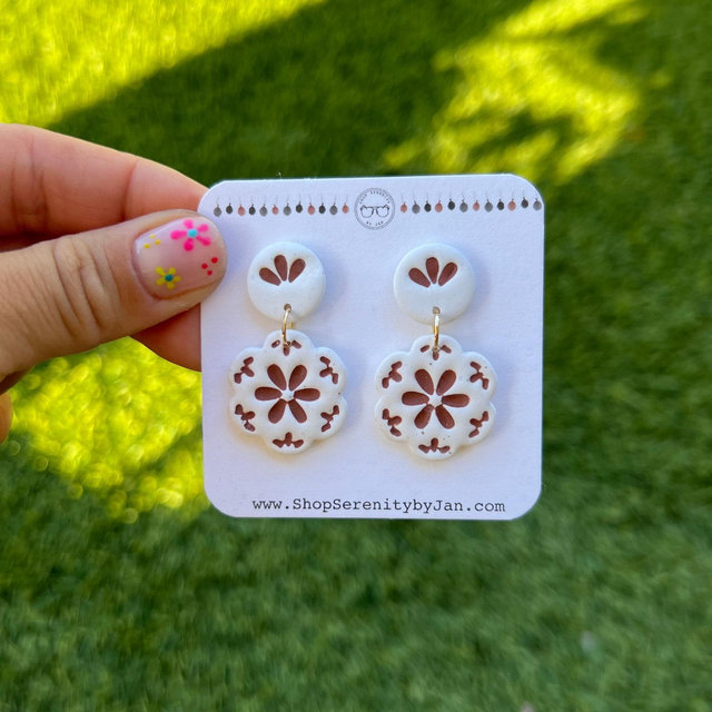 Floral Talavera Dangles, Cultura Earrings, Polymer Clay Earrings, Mexican Pottery, Summer, Spring Earrings, Statement Earrings One of a Kind