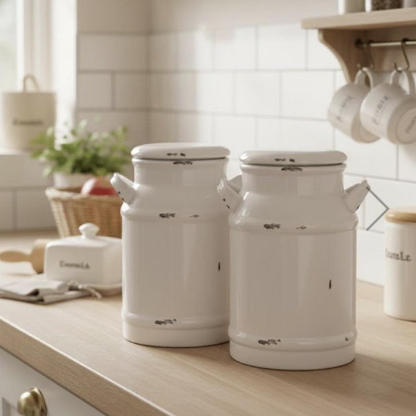 Lidded Milk Can Canister Set of 2