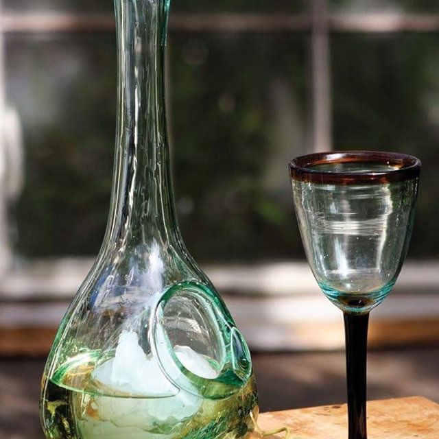 KALALOU CRL1230X White Wine Glass Decanter with Ice Pocket, One Size, Green
