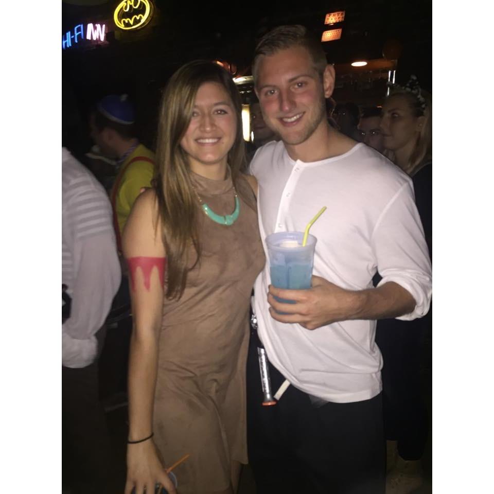 Another night of Halloween. Andrea is Pocahontas and David is supposed to be John Smith.