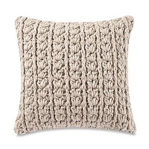 Kenneth Cole New York Mineral Yarn-Dyed Cable Knit Square Throw Pillow in Stone