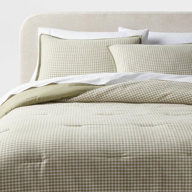 King Mini Gingham Comforter and Sham Set Moss Green - Threshold™