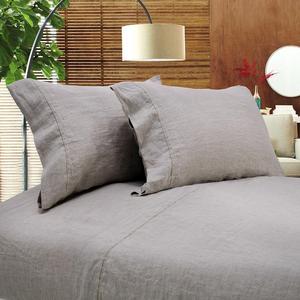 Simple&Opulence 100% Linen Embroidery Solid Sheet Set (King, Linen)