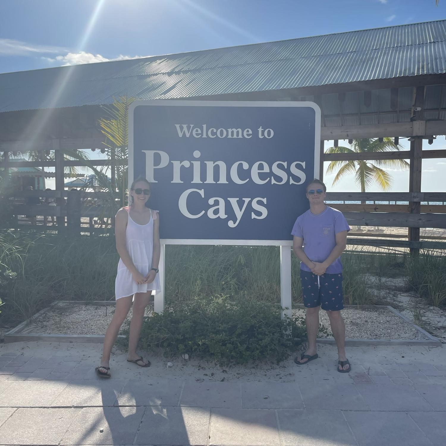 Kristen and Sean at the Princess Cays, which is Carnaval's private island in the Bahamas. This was their first cruise.
