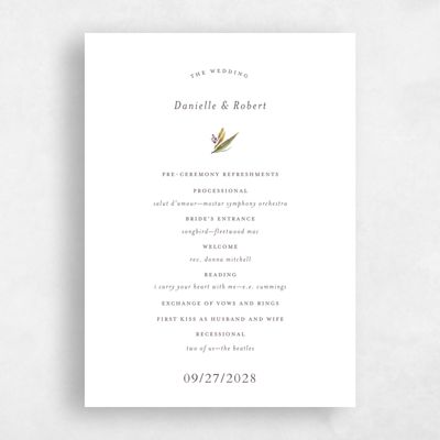 White Standard Wedding Program - Heath