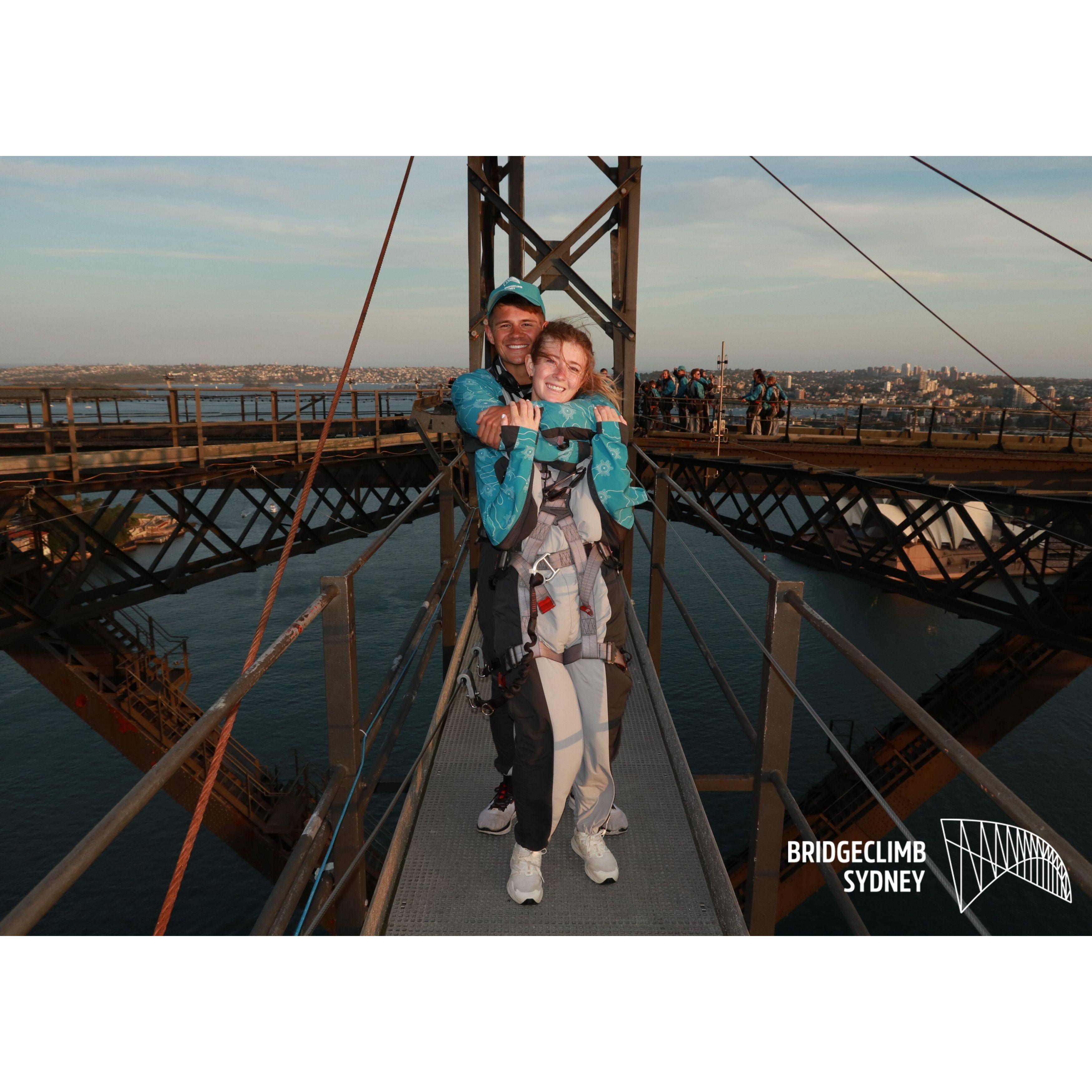 During our climb on the Sydney Harbor Bridge! What an experience.