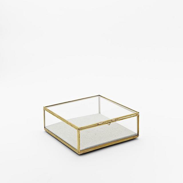 Golden Glass Shadow Box, Gold, Small Square