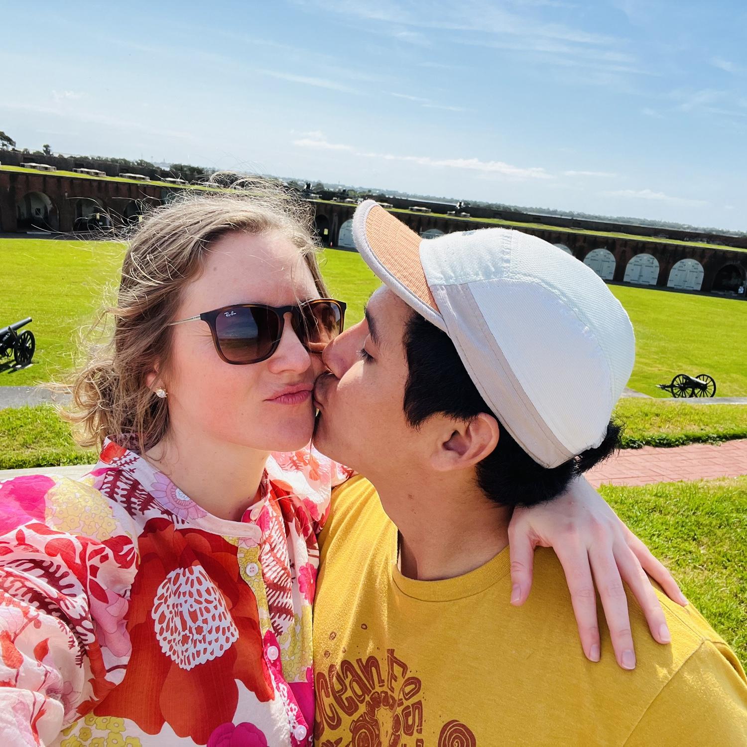 Fort Pulaski cannon demo and kisses in Georgia.