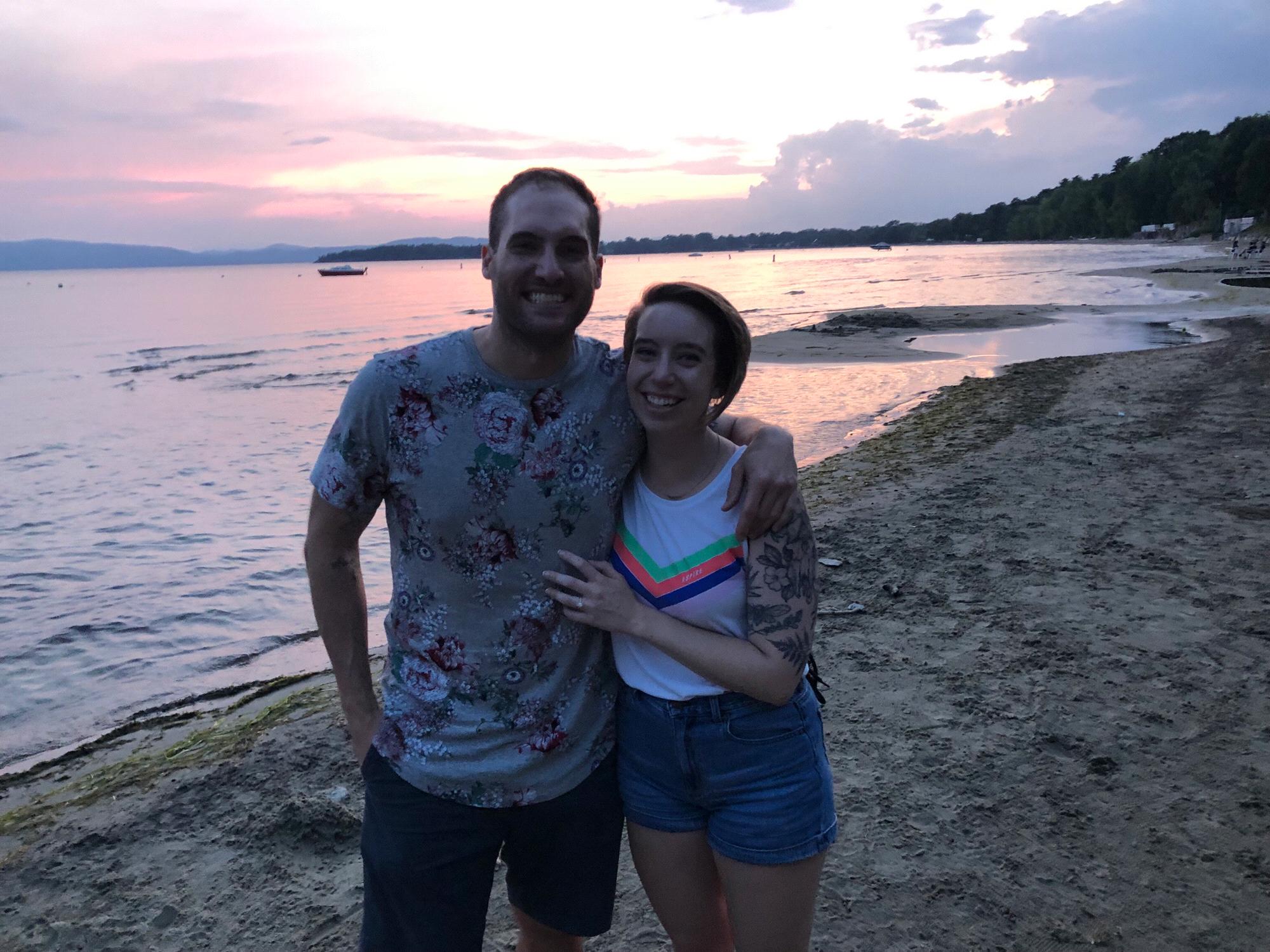 The sunset in Vermont was the perfect background for a big question. Over the moon after getting engaged on the beach!