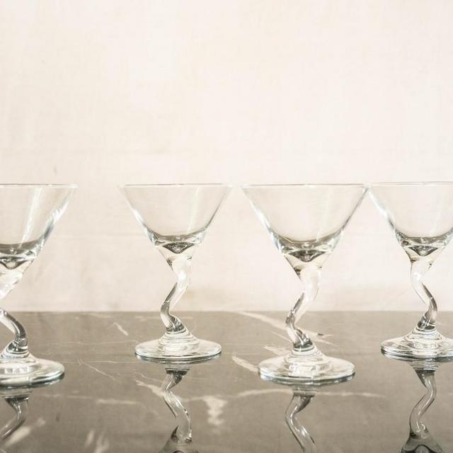 y2k Squiggle Martini Glasses Set of 5 | Zig Zag Cocktail Glasses, Libbey Glassware