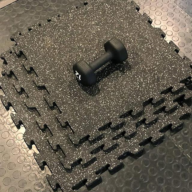 American Floor Mats - 1/4 Inch Thick Warrior Gym Rubber Flooring - Interlocking Rubber Tiles Solid Black 10' x 10' Set (25 Tiles Total)