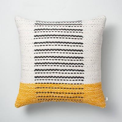 Dotted Wave Stripes Indoor/Outdoor Throw Pillow (Yellow)