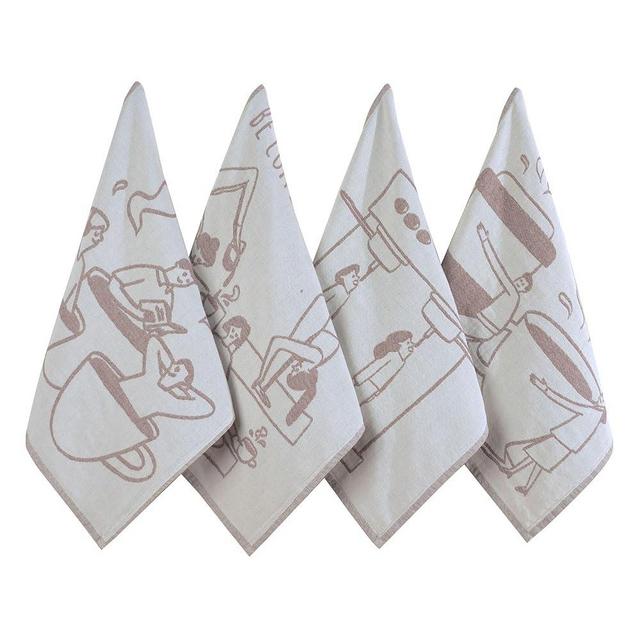 sea me at home Coffee Themed Funny Dish Towels for Kitchen Drying, 100% Cotton Kitchen Tea Towel Set of 4, Housewarming Birthday Gift for Coffee Lovers (Coffee Lovers)