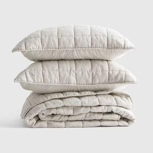 White Linen Quilt Set | Quince - King in Sand