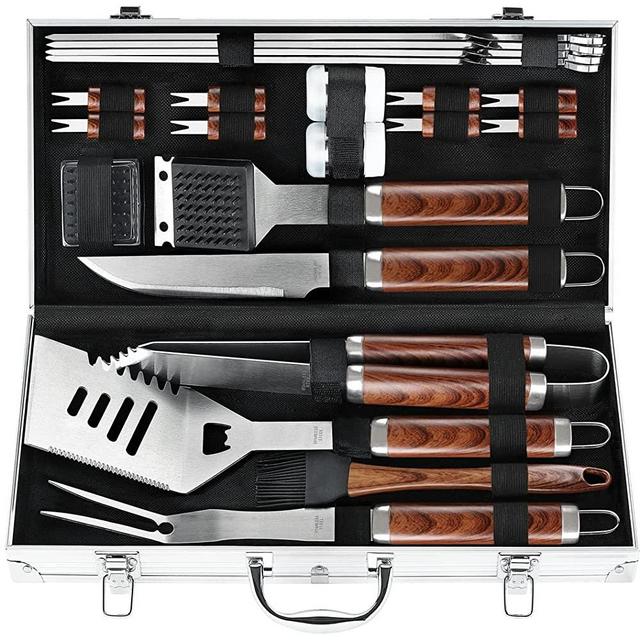 POLIGO 22PCS Camping Grill Utensils Set for Outdoor Grill Set Stainless Steel Grill Accessories in Case - Premium BBQ Tools Grilling Tools Set Ideal Birthday Father's Day Grilling Gifts for Men Dad