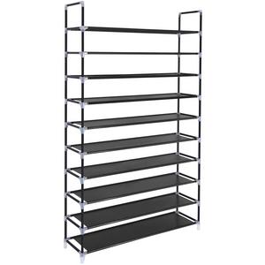 SONGMICS 10 Tiers Shoe Rack 50 Pairs Non-woven Fabric Shoe Tower Organizer Cabinet Black 39 3/8" x 11 3/8" x 68 7/8" ULSH11H