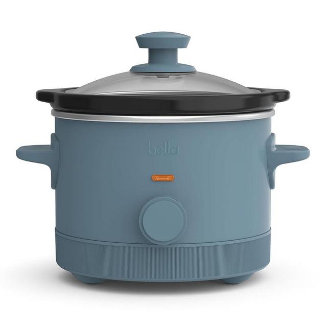 bella 1.5 Qt Slow Cooker with 3 Heat Manual Control, EverGood™ Ceramic Nonstick Coating, Dishwasher Safe Stoneware Pot and Tempered Glass Lid, Tangle Free Cord Wrap & Cool Touch Handles, Surf