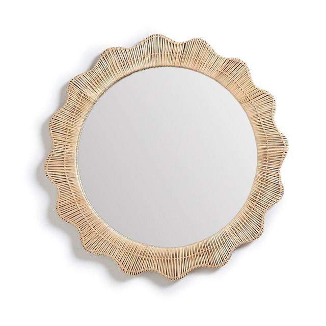 Two's Company Wicker Weave Hand-Crafted Round Wall Mirror
