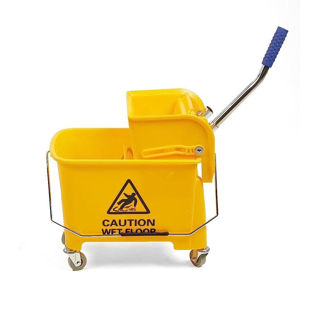 Mind Reader Commercial Mop Bucket - with Down Press Wringer - 22 Quart Capacity - Yellow - MOPT20-YLW