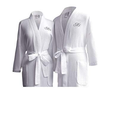 Luxor Linens Waffle Weave Spa Bathrobe - Ciragan Collection - Luxurious, Super Soft, Plush & Lightweight - 100% Egyptian Cotton, Made in Turkey (Mr./Mrs. with Gift Packaging)