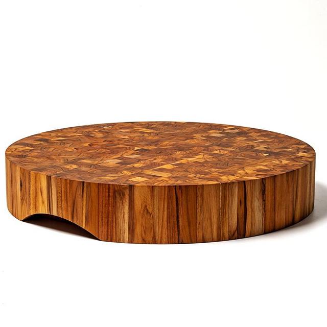 Extra Large 18" x 18" Round End Grain Butcher Block Cutting Board [3" Thick] - Teak Wood Conditioned with Beeswax, Linseed & Lemon Oil - Perfect for Chopping, Carving, and Serving by Ziruma