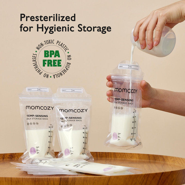 Momcozy, 120-Piece Temp-Sensing Breastmilk Storage Bags | Zola Baby