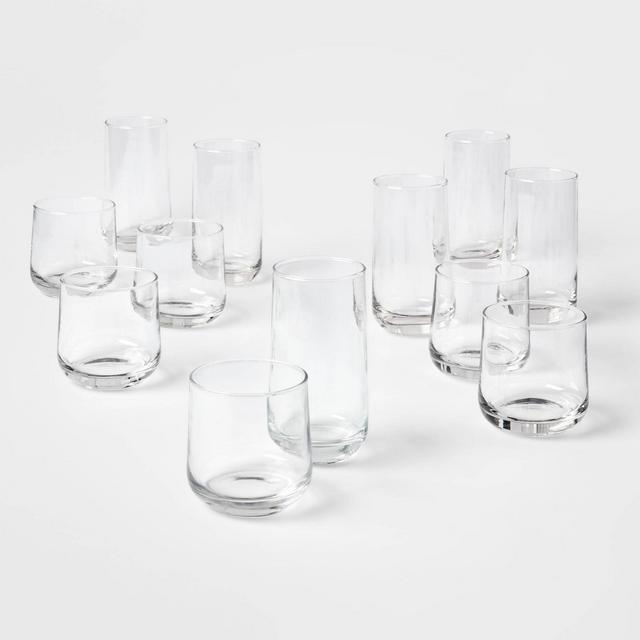 12pc Glass Shoreham Double Old Fashion and Highball Glasses Set - Threshold™