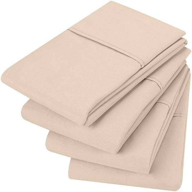 Utopia Bedding Queen Pillowcases - 4 Pack - Envelope Closure - Soft Brushed Microfiber Fabric - Shrinkage and Fade Resistant Pillow Covers Standard Size 20 X 30 Inches (Queen, Beige)