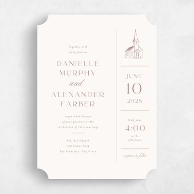 Brown Ticket Wedding Invitation - Classic Chapel Classic