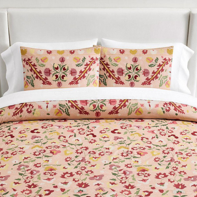 Molly Suzani Embroidered Duvet Cover, Blush, Full/Queen