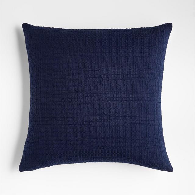 Bari 20" Indigo Knitted Pillow Cover with Feather-Down Insert