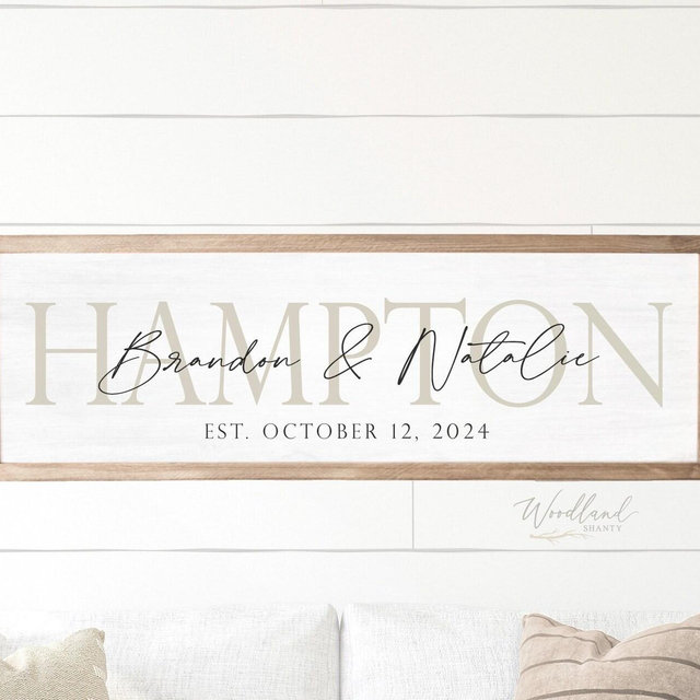 Personalized Last Name Sign with Names and Established Date, Wedding Gift, Wedding Prop Sign, Personalized Wedding Gift, Bridal Shower Gift