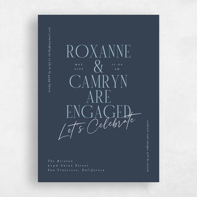 Grayed Navy, Blue Wedding Wedding Shower Invitation - Kosrae Portrait