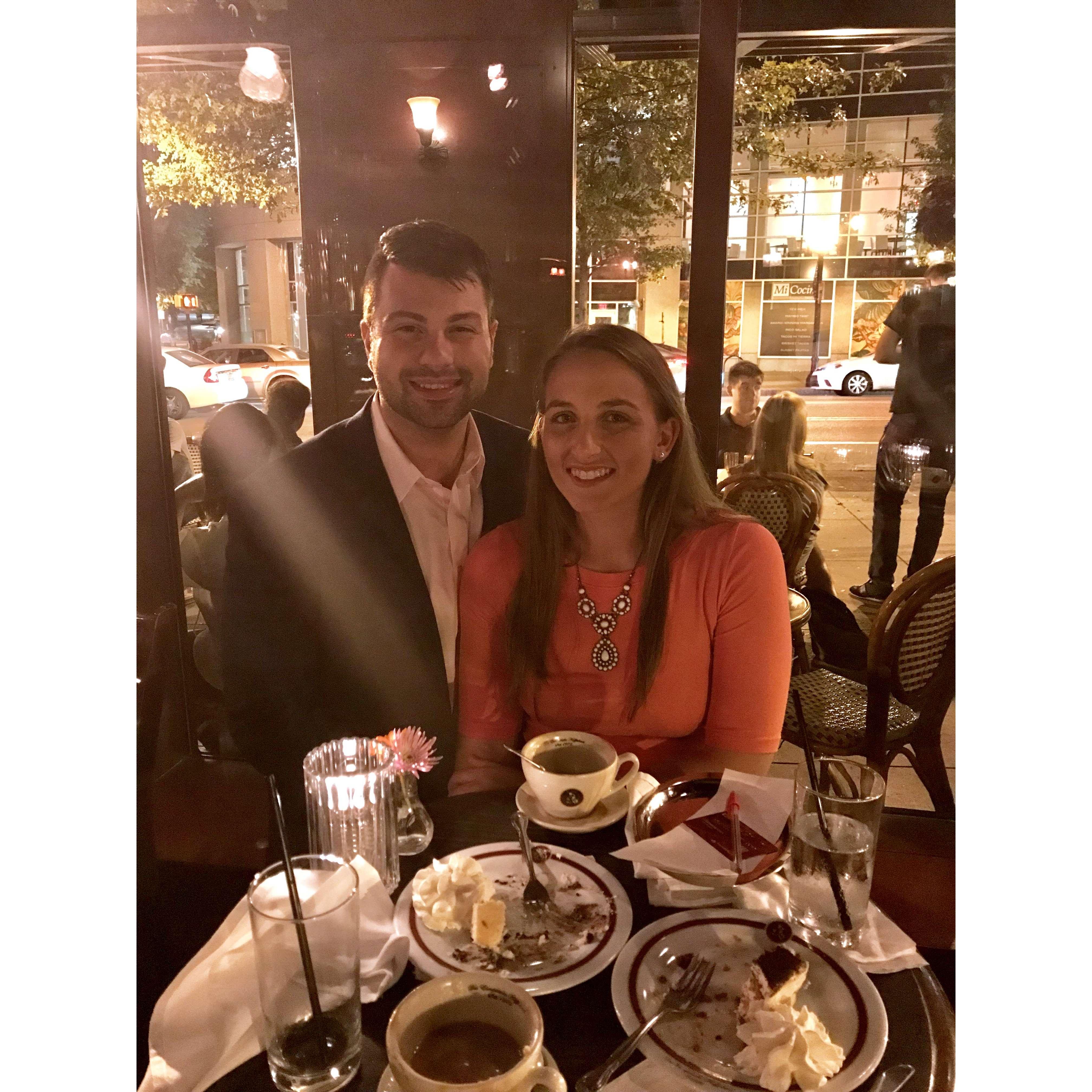 Anna and Krisos enjoying dinner at the famous Cafe Intermezzo in Atlanta, GA. The first year they dated they flew or drove between AL and NC to see each other, so here was a meeting point for them!