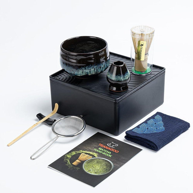TEANAGOO 10 Pcs Matcha Whisk Set,Ceramic Matcha Set,Matcha Kit for Ceremony,Complete Travel Matcha Tea Set,Matcha Set Whisk and Bowl,Gifts for Matcha Lover