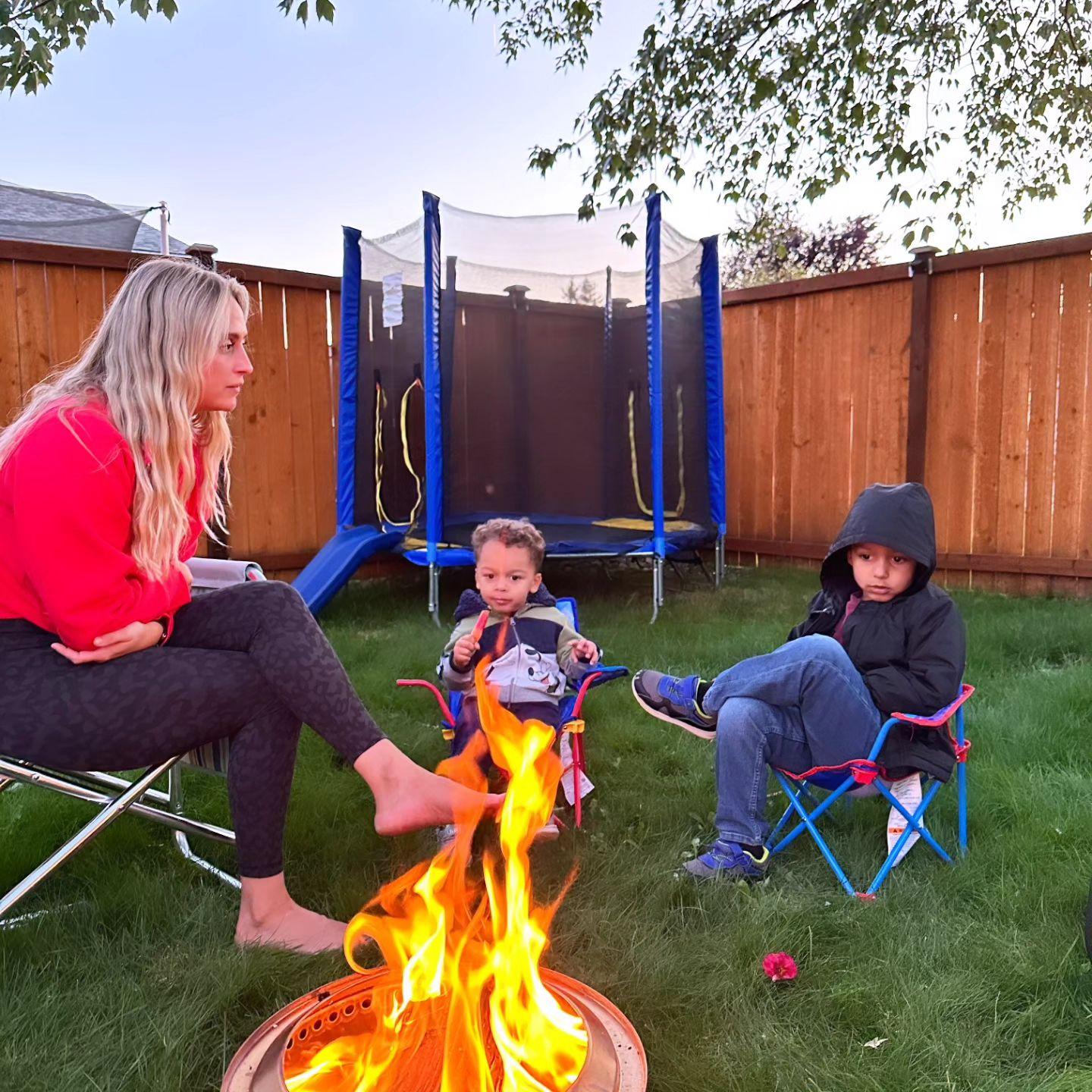 Hanging with family and friends in the backyard