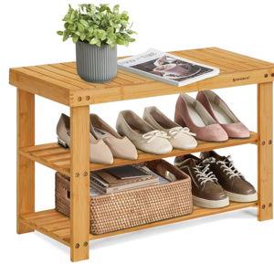 Shoe Rack Bamboo Entryway Bench