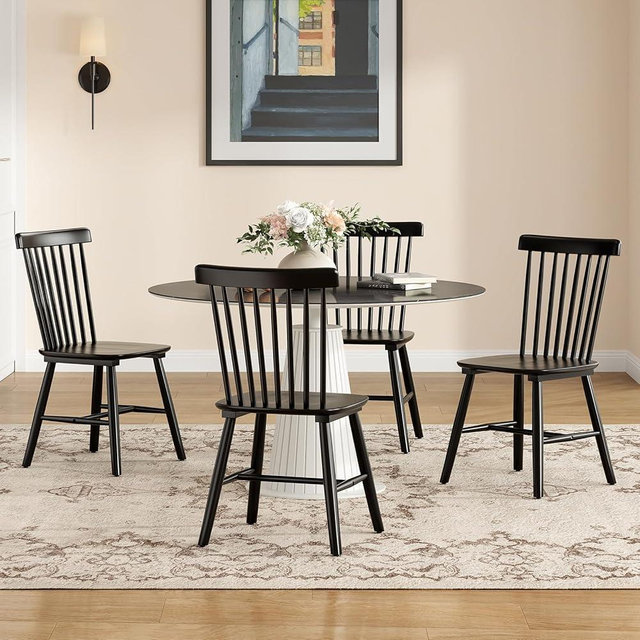 Windsor Dining Chairs, Kitchen & Dining Room Chairs for Dining Room with Spindle Back, Mid Century Modern Dining Table Chairs with Comfortable Seat, Wood Dining Chair