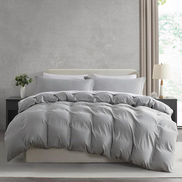 Nestl Twin Duvet Cover Set - Soft Prewashed Light Grey Duvet Cover Twin/Twin XL, 2 Piece, with Zipper Closure, 1 Duvet Cover 68x90 inches and 1 Pillow Sham - No Comforter