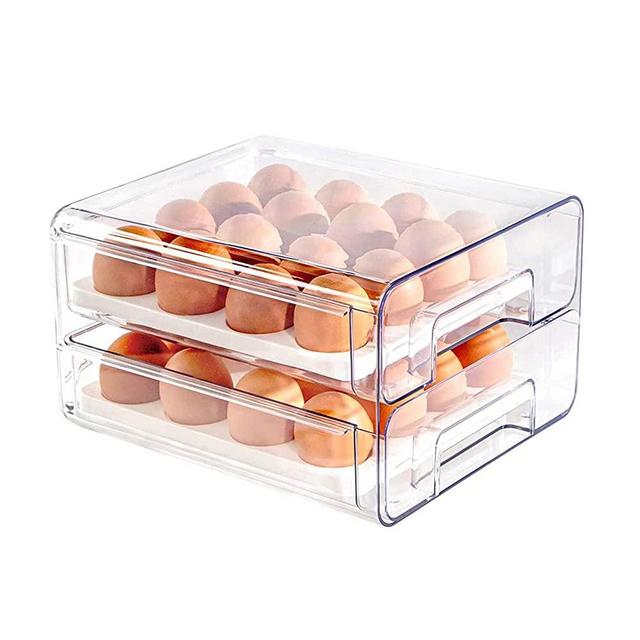 REFSAVER Fridge Storage Containers Produce Saver Stackable Refrigerator  Organizer Bins with Removable Drain Tray Fridge