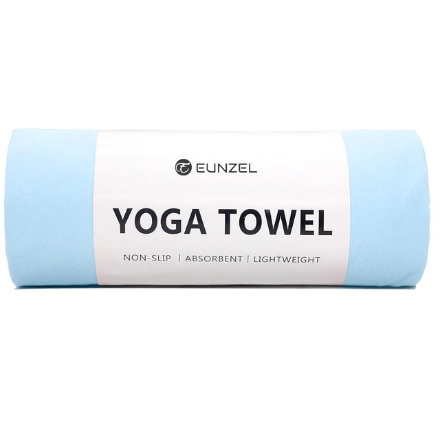 Eunzel Hot Yoga Towel Non Slip Yoga Mat Towel Non-Slip Sweat Absorbent Towel for Hot Yoga, Pilates and Workout 72" x 26.5", Blue
