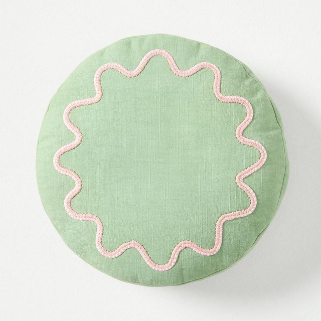 Collab Rhode Wiggle Round Pillow, Fair Green, 14" Round