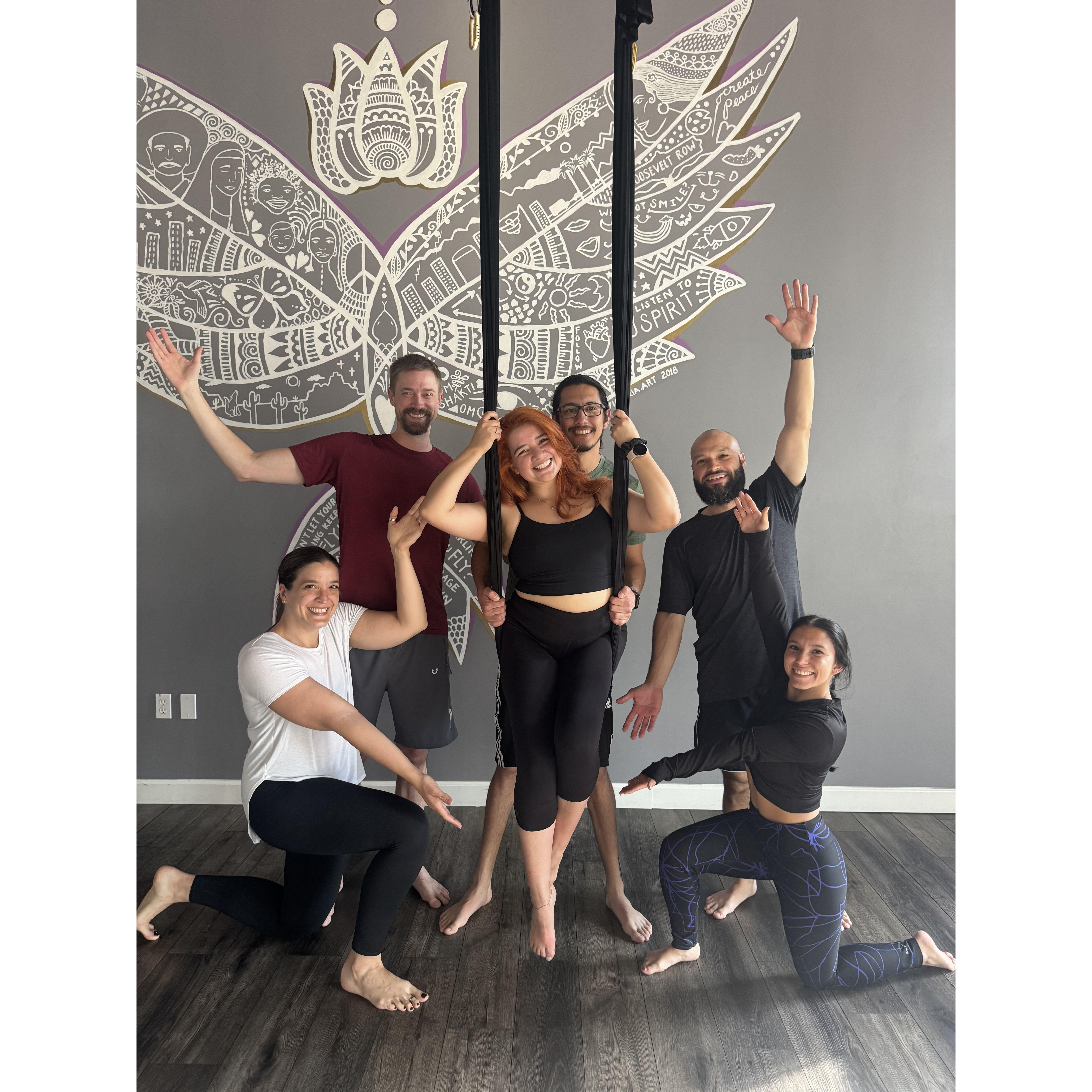 Aerial yoga for Alex's 30th!