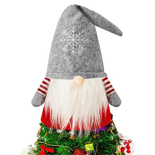 Gnome Christmas Tree Topper, 25 Inch Large Tomte Gnome Christmas Decorations Party Ornaments Christmas Winter Holiday Home Decor Supplies (Gray)
