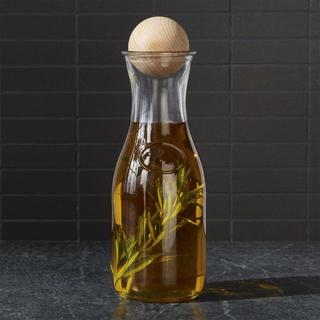 Large Glass Bottle with Wood Stopper