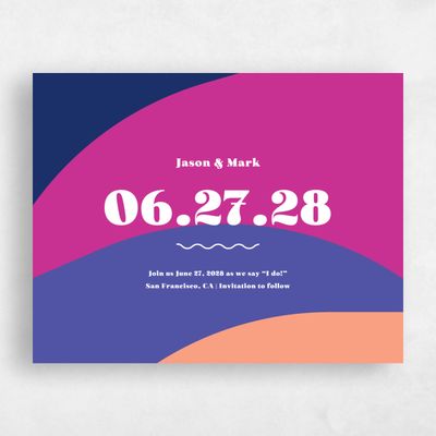 Fuchsia, Pink Wedding Save the Date - Peoria Landscape