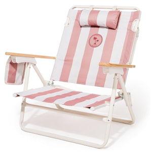 Business & Pleasure Co. Margaritaville Manana Backpack Beach Chair Lay Flat Reclining, Lightweight & Portable, Insulated Cooler Pocket, Strawberry Daiquiri Stripe